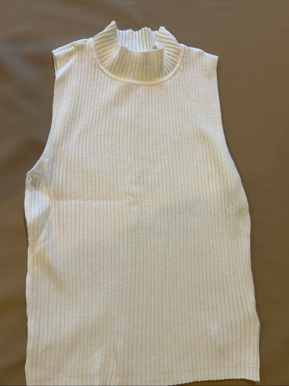 The Drop Sleeveless Ribbed Mock Neck Top - White